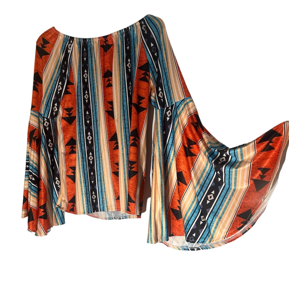 Hippie Boho top with belled sleeves- Perfect for summer!